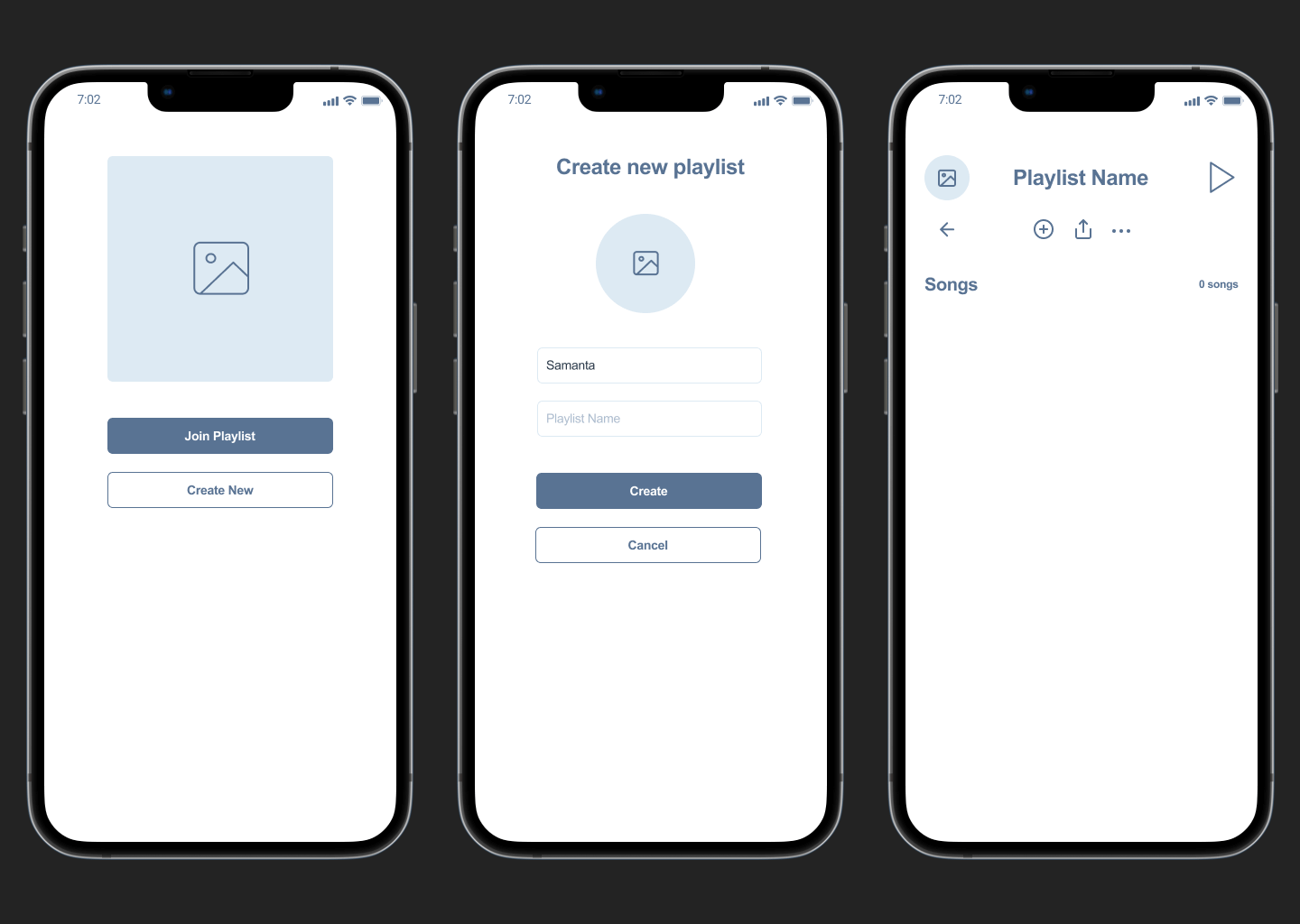 Music queue app prototype screen 1