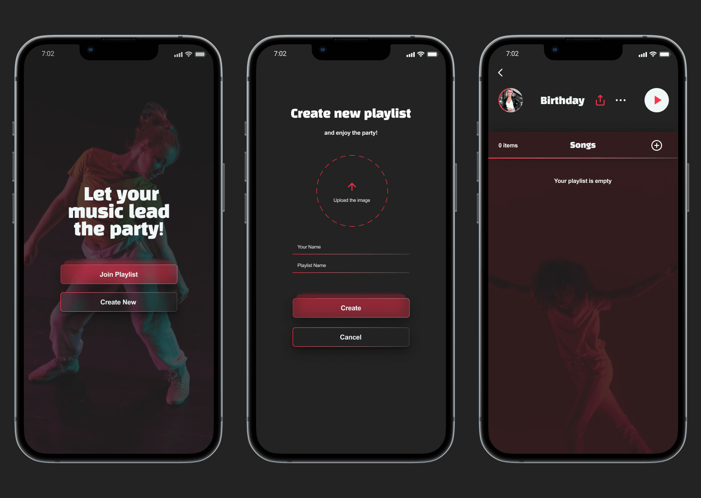 Music queue app screen